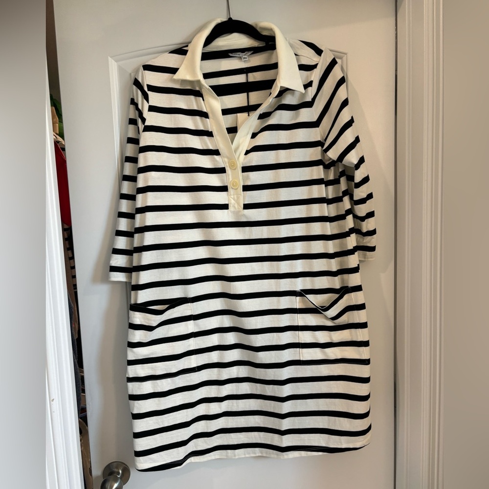 HATCH BY TARGET  maternity black and white stripped dress